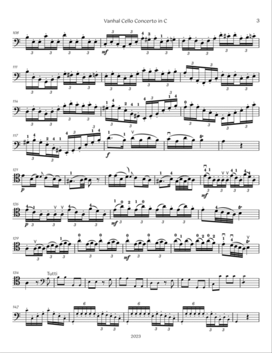 Vanhal Cello Concerto in C Major Piano scores gallery preview page 6