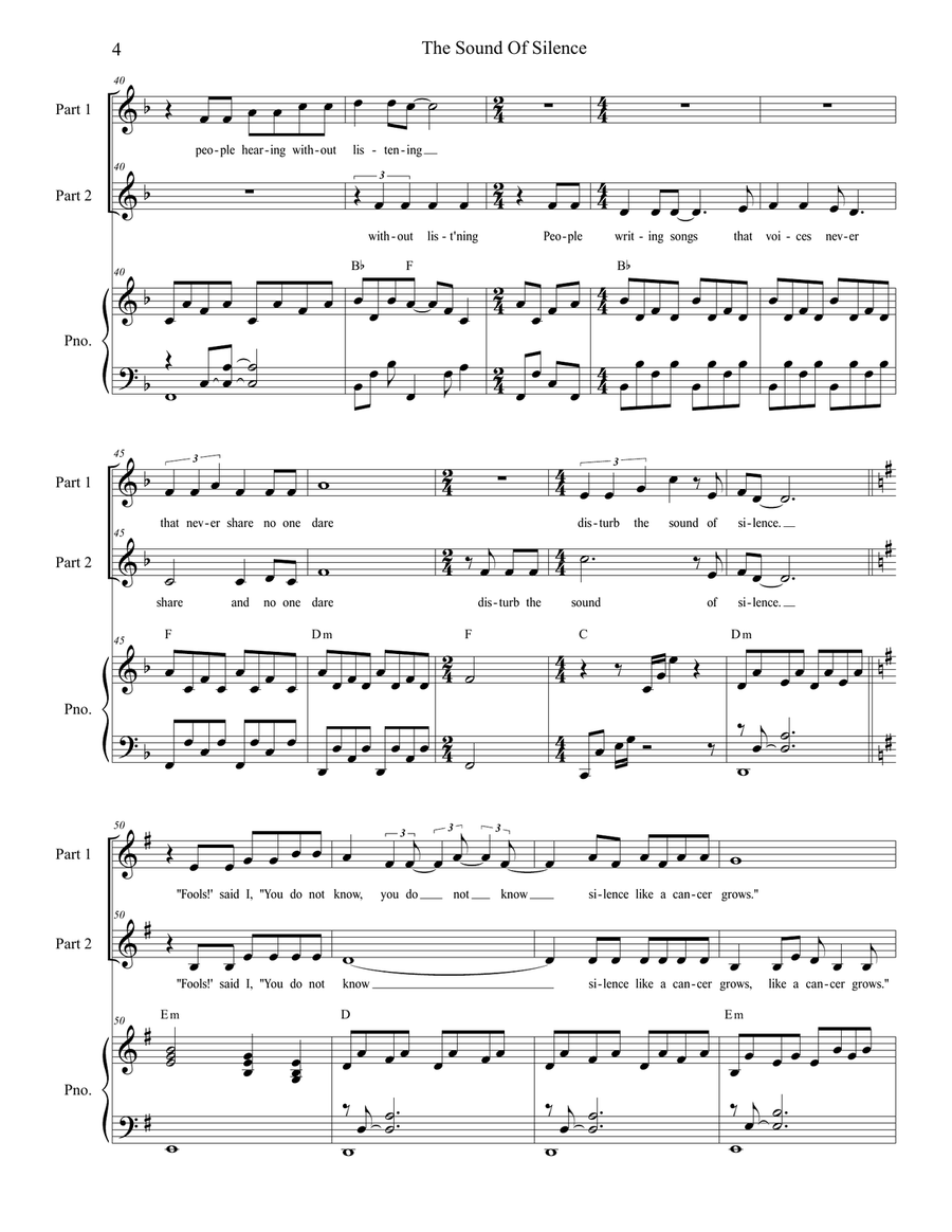 The Sound Of Silence The Sound Of Silence 2-Part scores gallery preview page 4