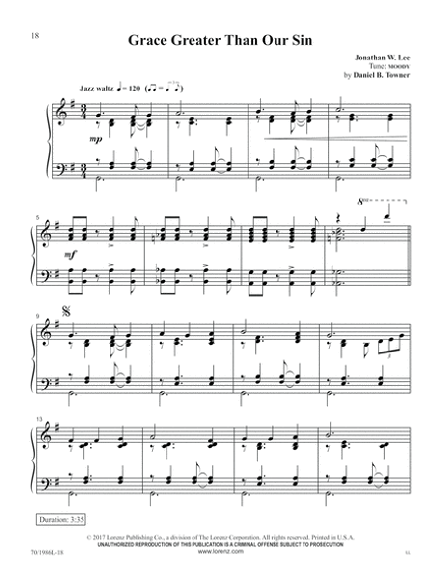 Glory and Grace Glory and Grace Piano Solo scores gallery preview page 10