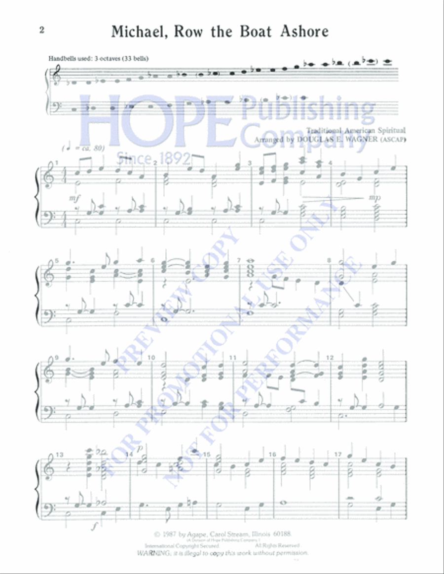 Michael, Row the Boat Ashore 3-Octaves scores gallery preview page 2