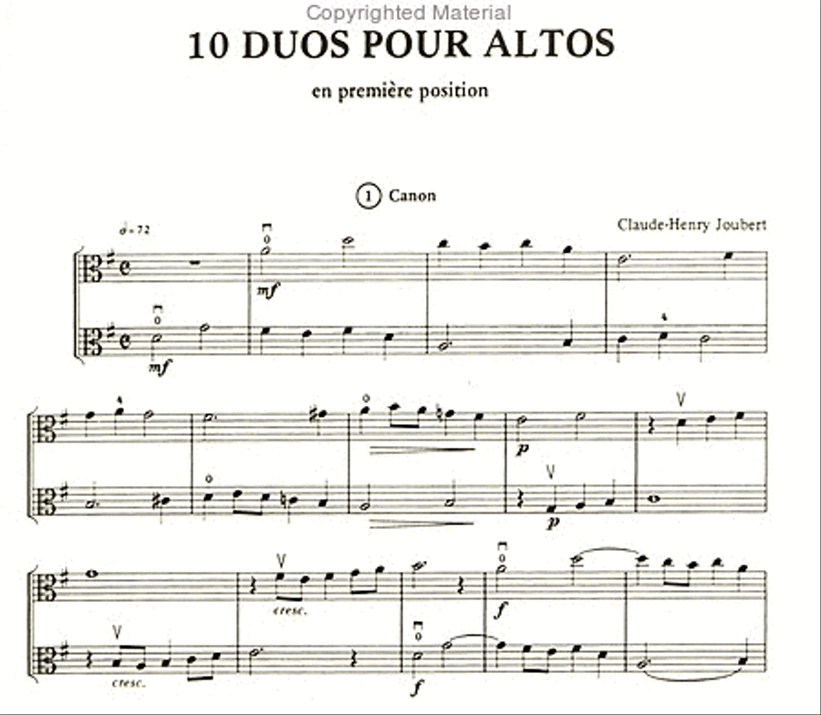 Duos (10) pour altos en 1ère position School and Community scores gallery preview page 2