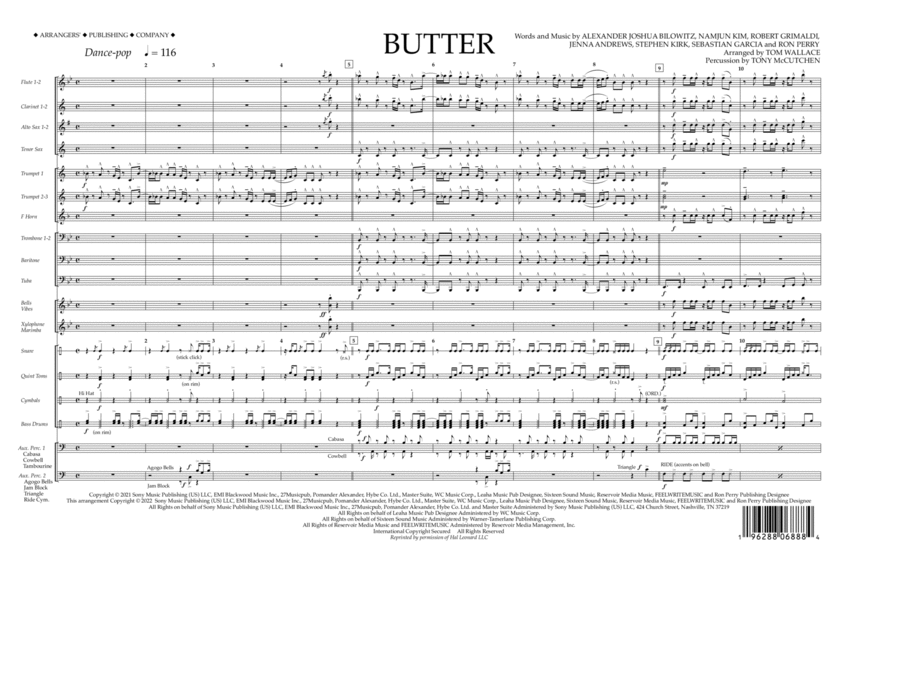 Book cover for Butter (arr. Tom Wallace) - Full Score