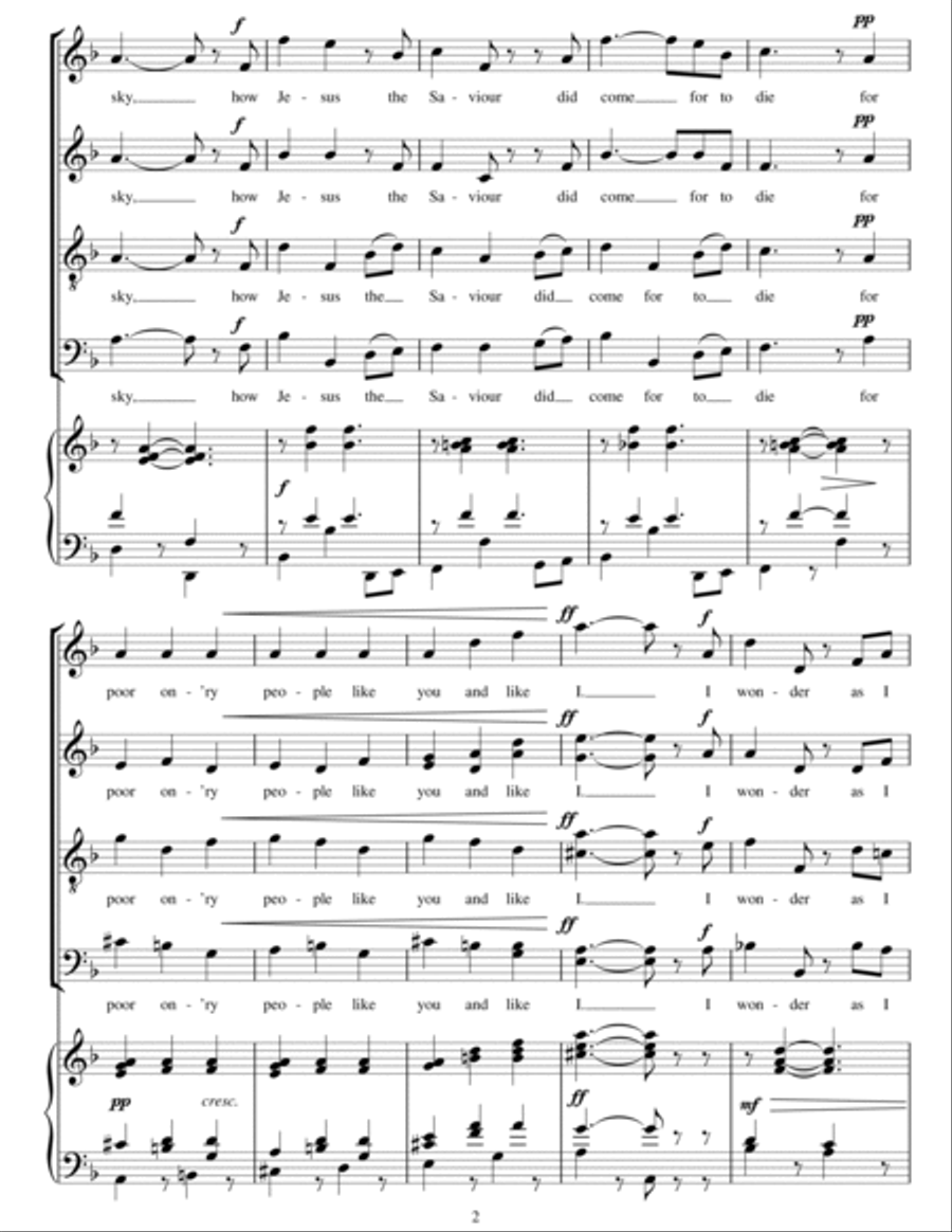 I Wonder As I Wander 4-Part scores gallery preview page 2