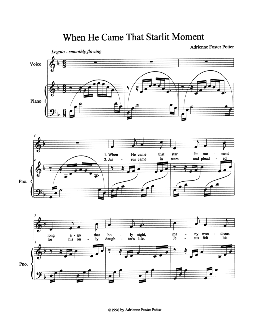 When He Came That Starlit Moment Voice scores gallery preview page 1