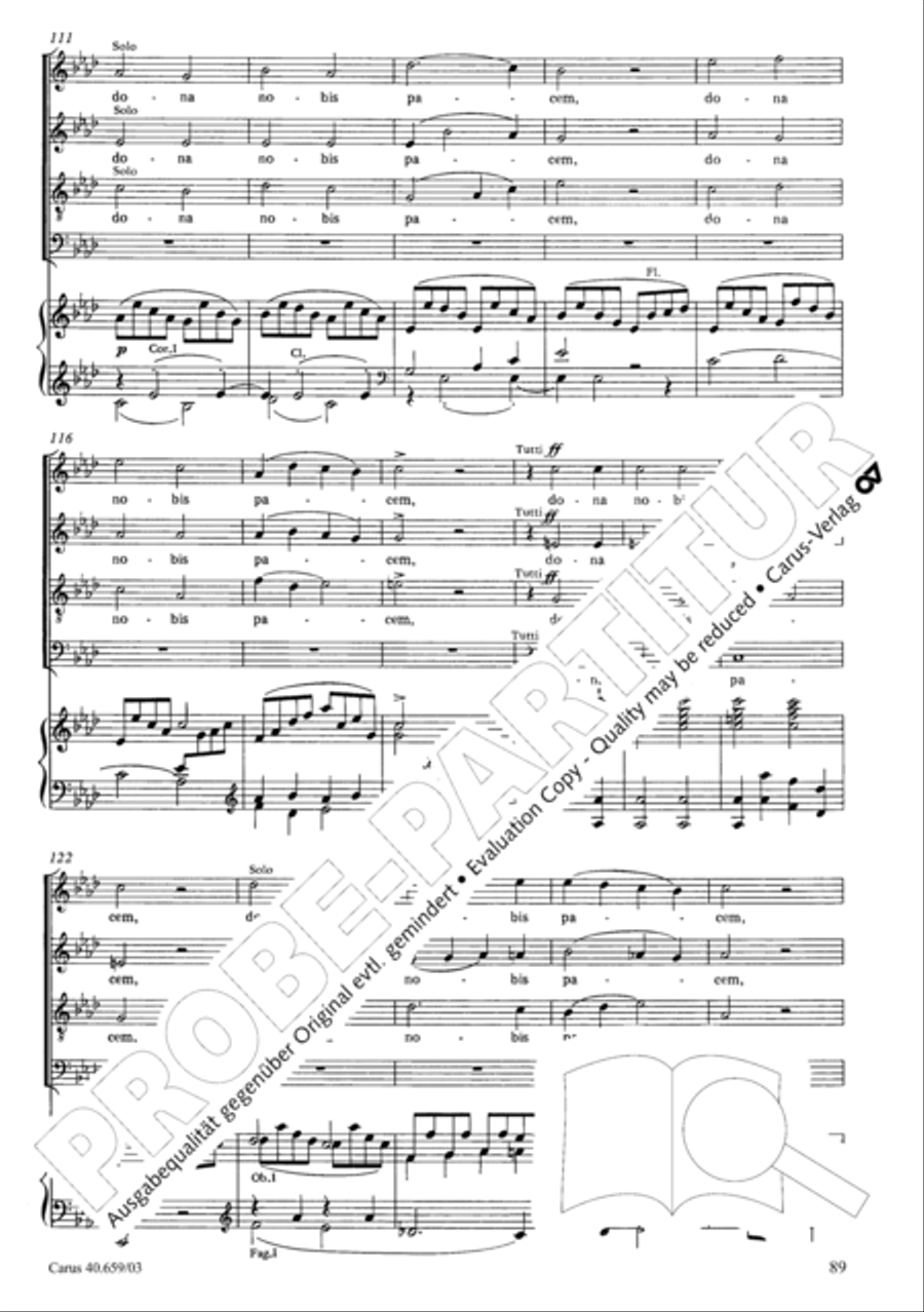 Mass in A flat major (Messe in As) 4-Part scores gallery preview page 90