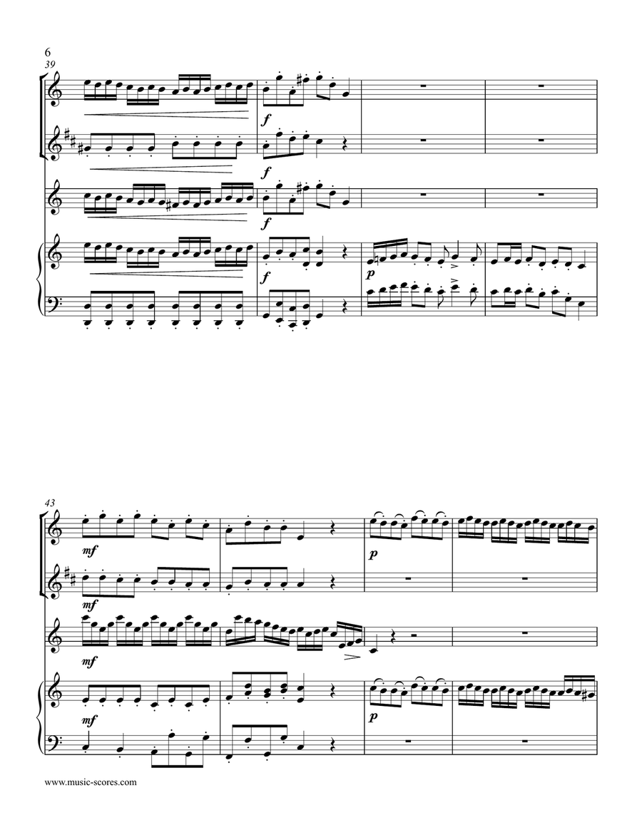Handel: Arrival of the Queen of Sheba - Flute, Clarinet (high or low version), Violin, Piano Small Ensemble scores gallery preview page 6