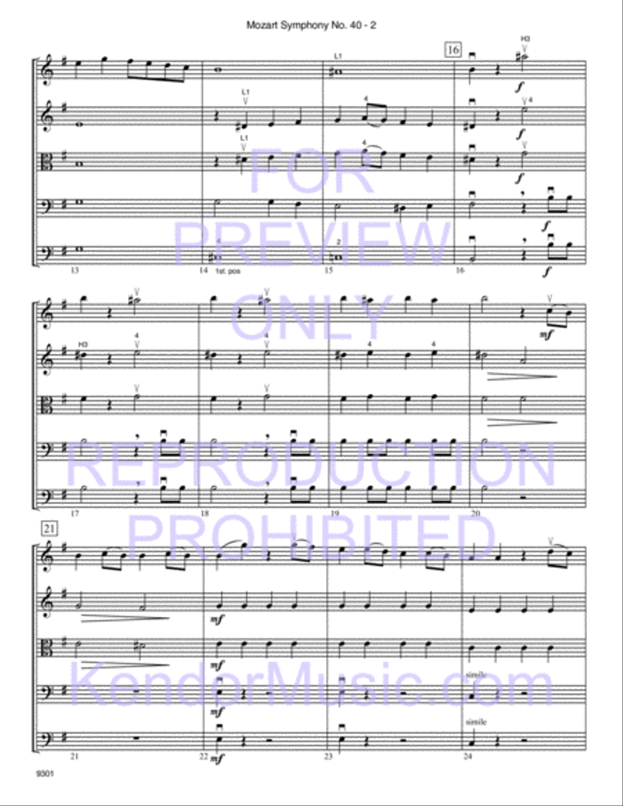 Mozart Symphony No. 40 (First Movement, K. 550) String Orchestra scores gallery preview page 3