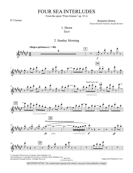 Four Sea Interludes (from the opera "Peter Grimes") - Eb Clarinet