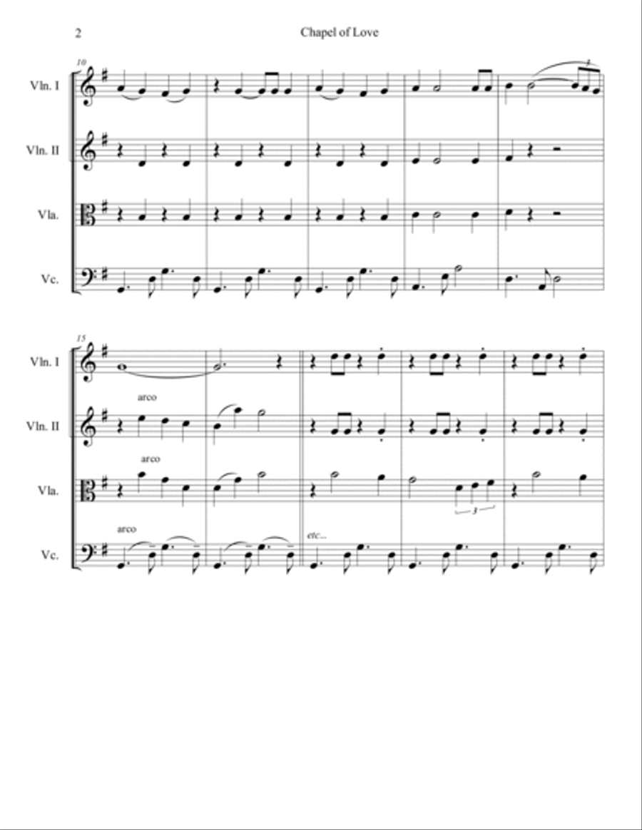 Chapel Of Love String Quartet scores gallery preview page 3