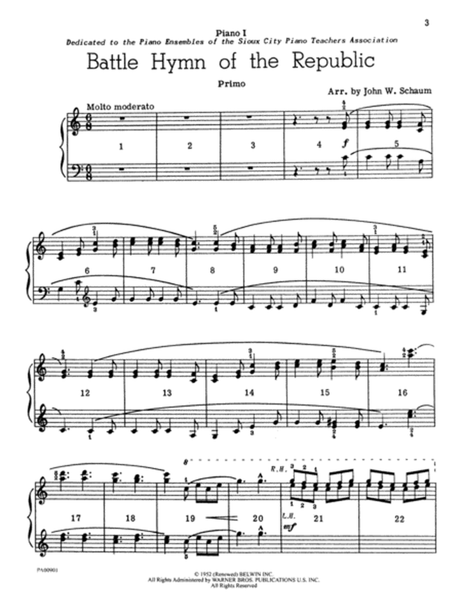 Battle Hymn of the Republic - Piano Quartet (2 Pianos, 8 Hands)