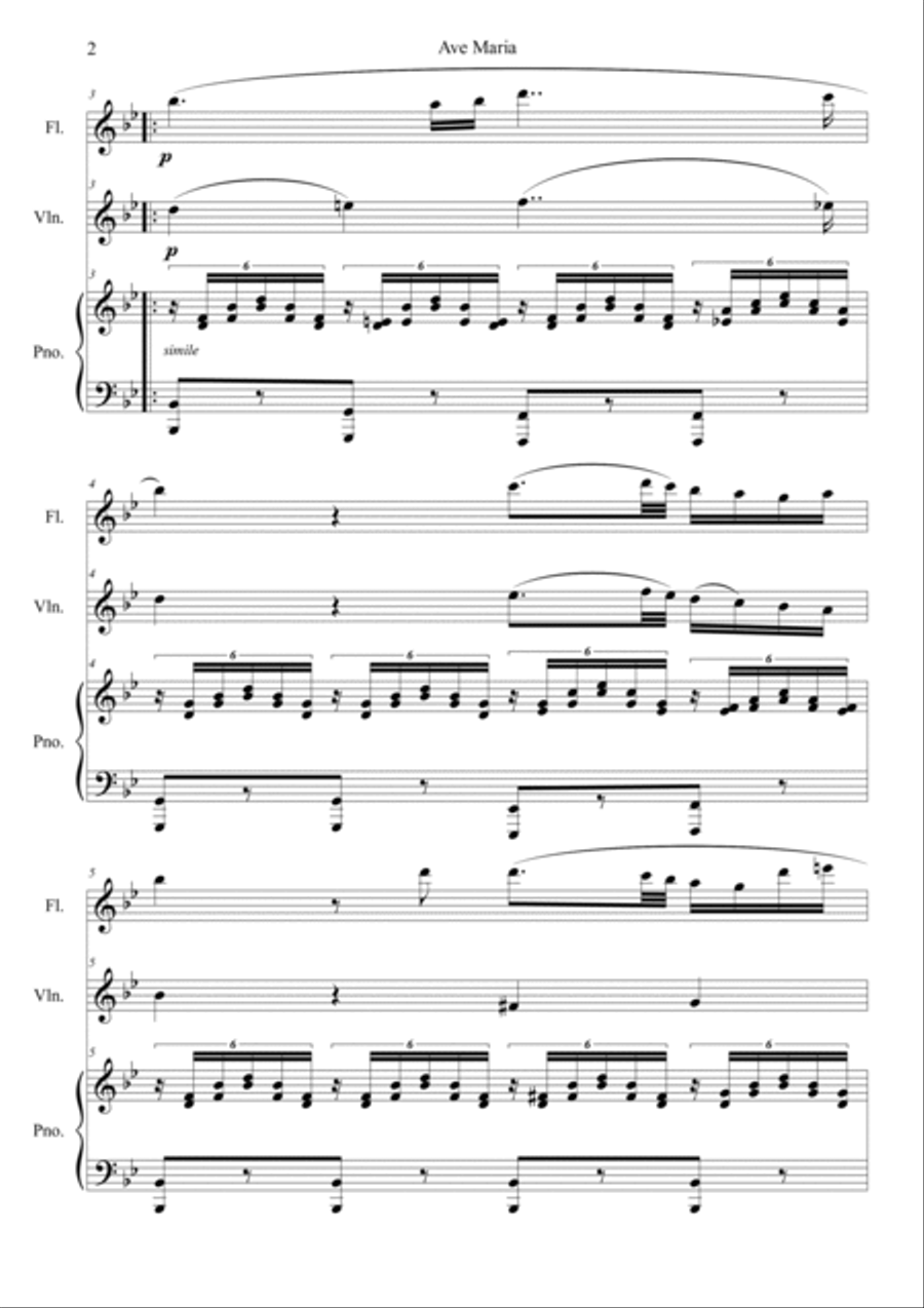 Ave Maria D.839 B flat Major Violin scores gallery preview page 2