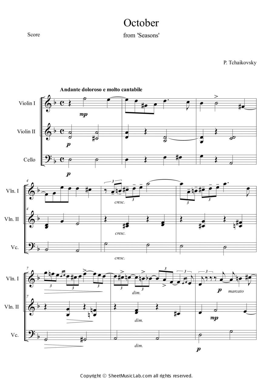 October (from The Seasons) String Trio scores gallery preview page 1