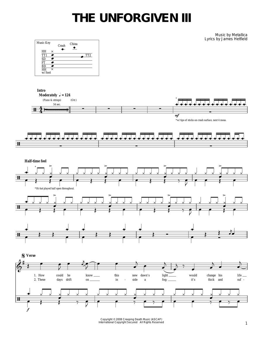 The Unforgiven III Drum Set scores gallery preview page 1