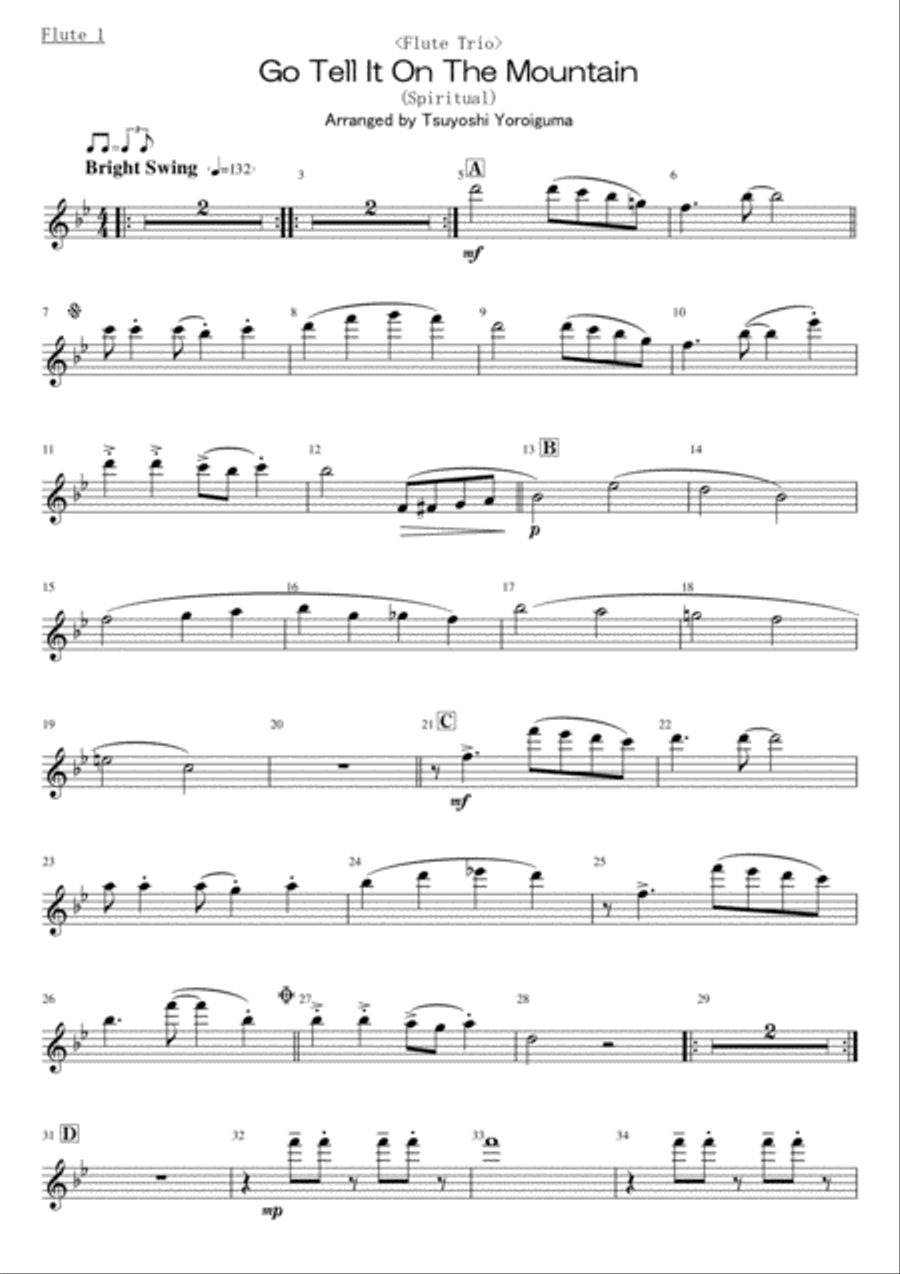 <Flute Trio> Go Tell It On The Mountain Flute Trio scores gallery preview page 5