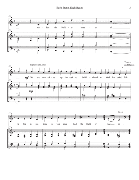 Each Stone, Each Beam, John A. Behnke, SATB, congregation, and keyboard (small version), JAB055 (rep image number null