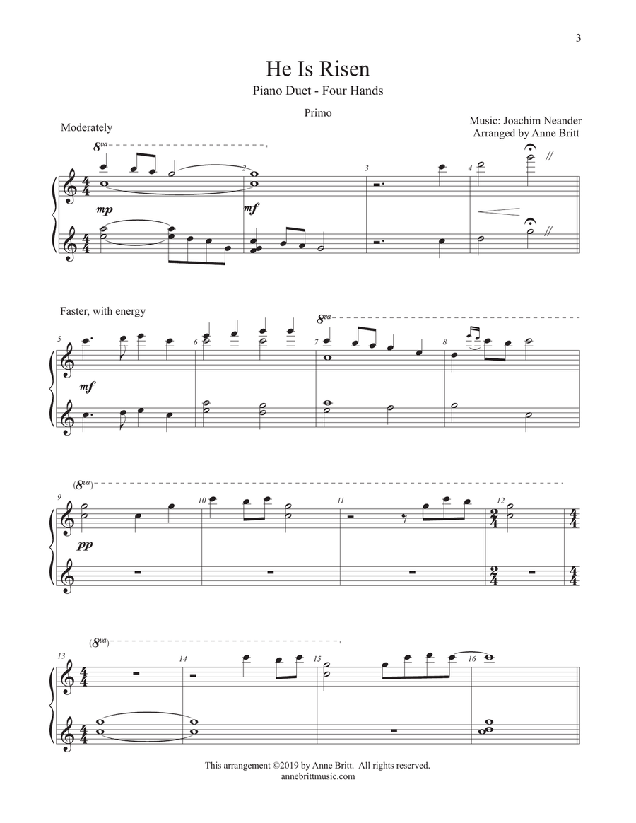 He Is Risen (piano duet) 1 Piano, 4-Hands scores gallery preview page 3
