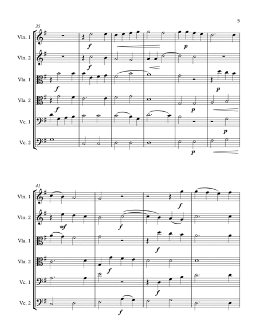 Abendlied for String Sextet String Orchestra scores gallery preview page 5