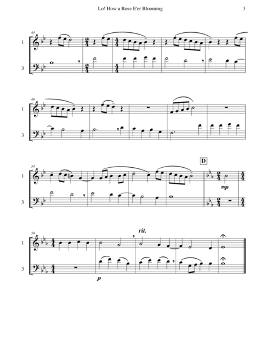 Lo! How a Rose E'er Blooming (Mixed Duet) Score and Parts scores gallery preview page 4