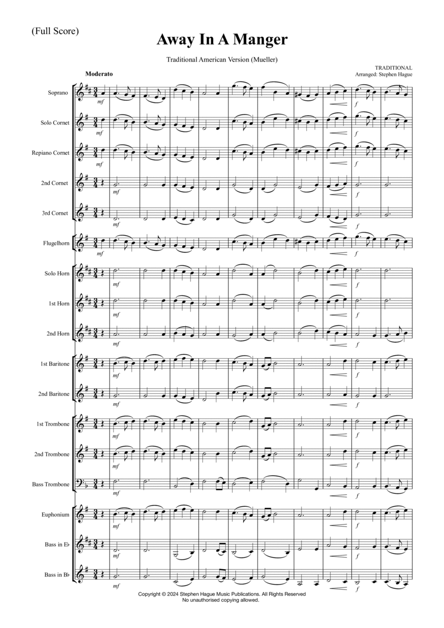 Away In A Manger - (Mueller) Brass Band scores gallery preview page 1