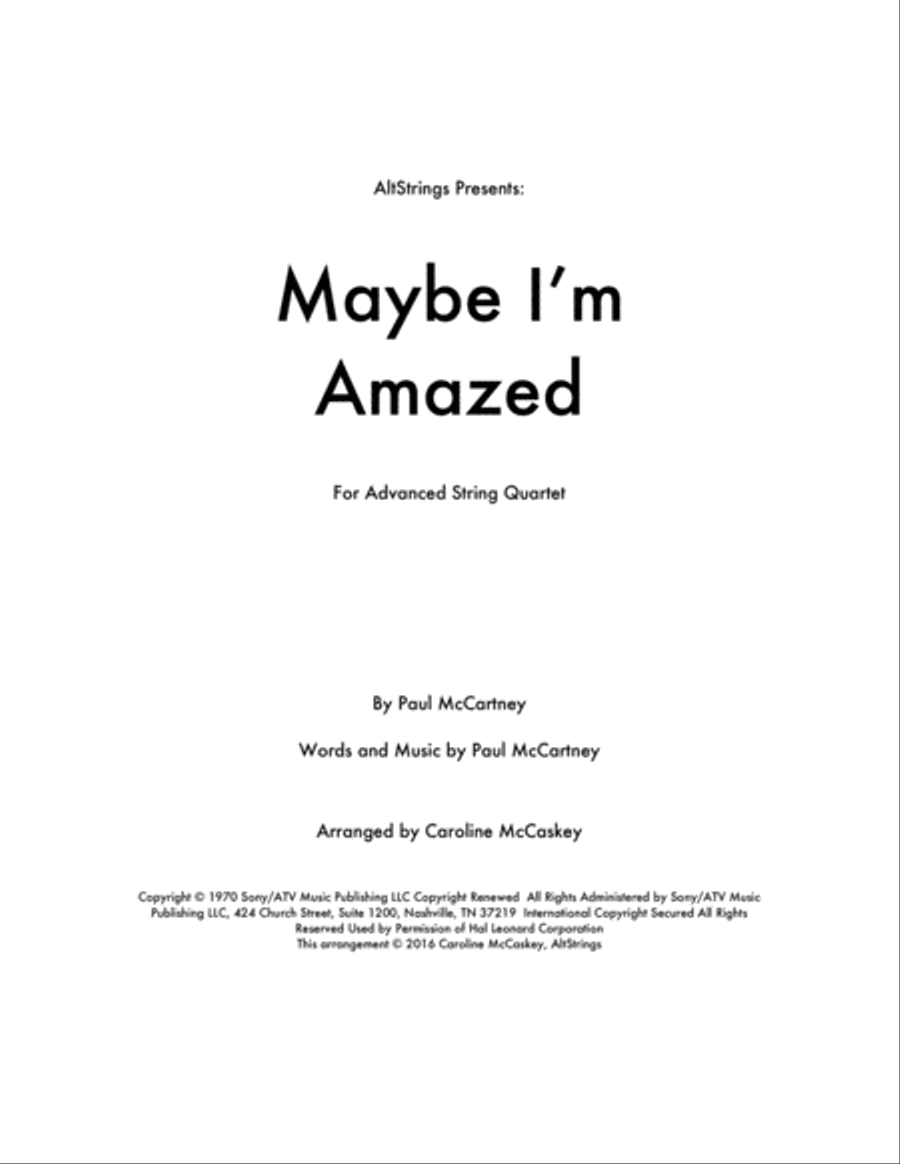 Maybe I'm Amazed String Quartet scores gallery preview page 1