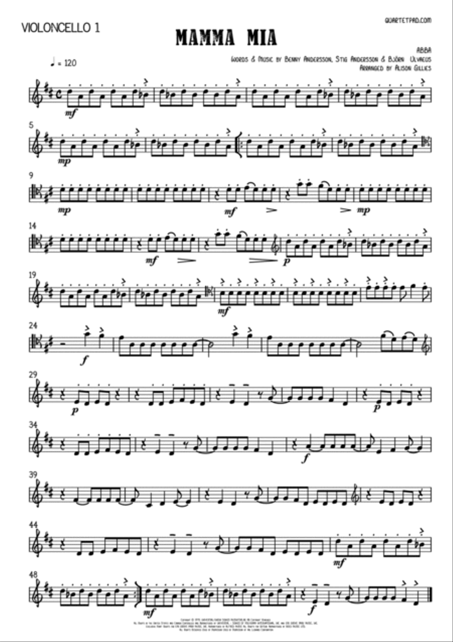 Mamma Mia Cello scores gallery preview page 4