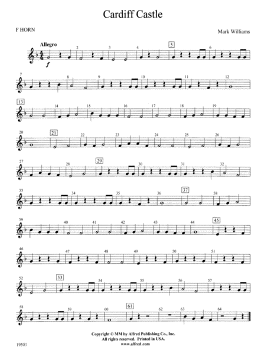 Cardiff Castle: 1st F Horn Concert Band scores gallery preview page 1
