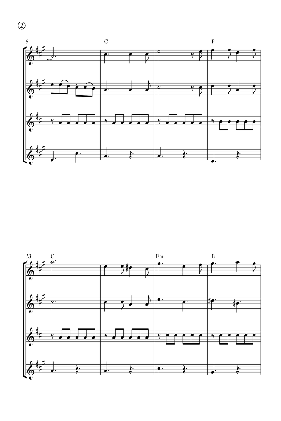 Oh Holy night Saxophone Quartet scores gallery preview page 2