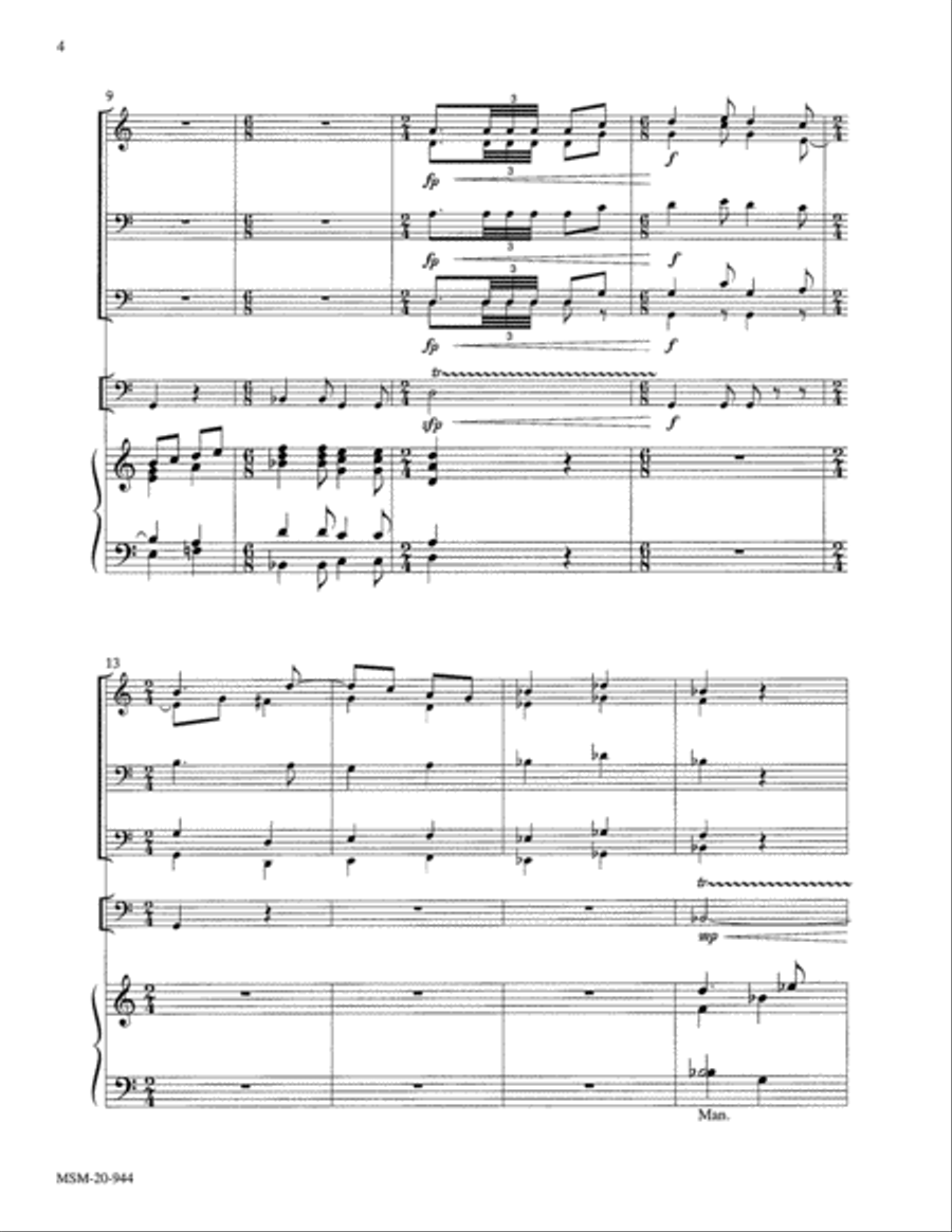 Three Pieces for Brass Quintet, Timpani, and Organ Organ scores gallery preview page 5