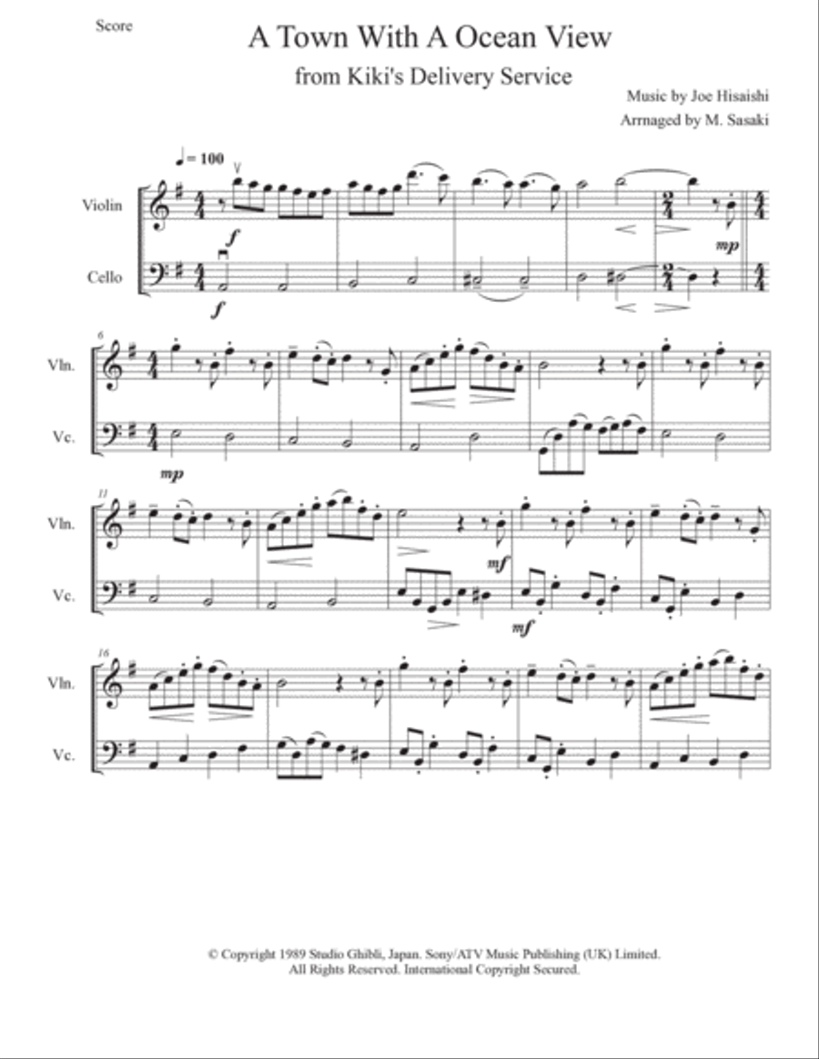 Kiki's Delivery Service (on A Clear Day) String Duet scores gallery preview page 2
