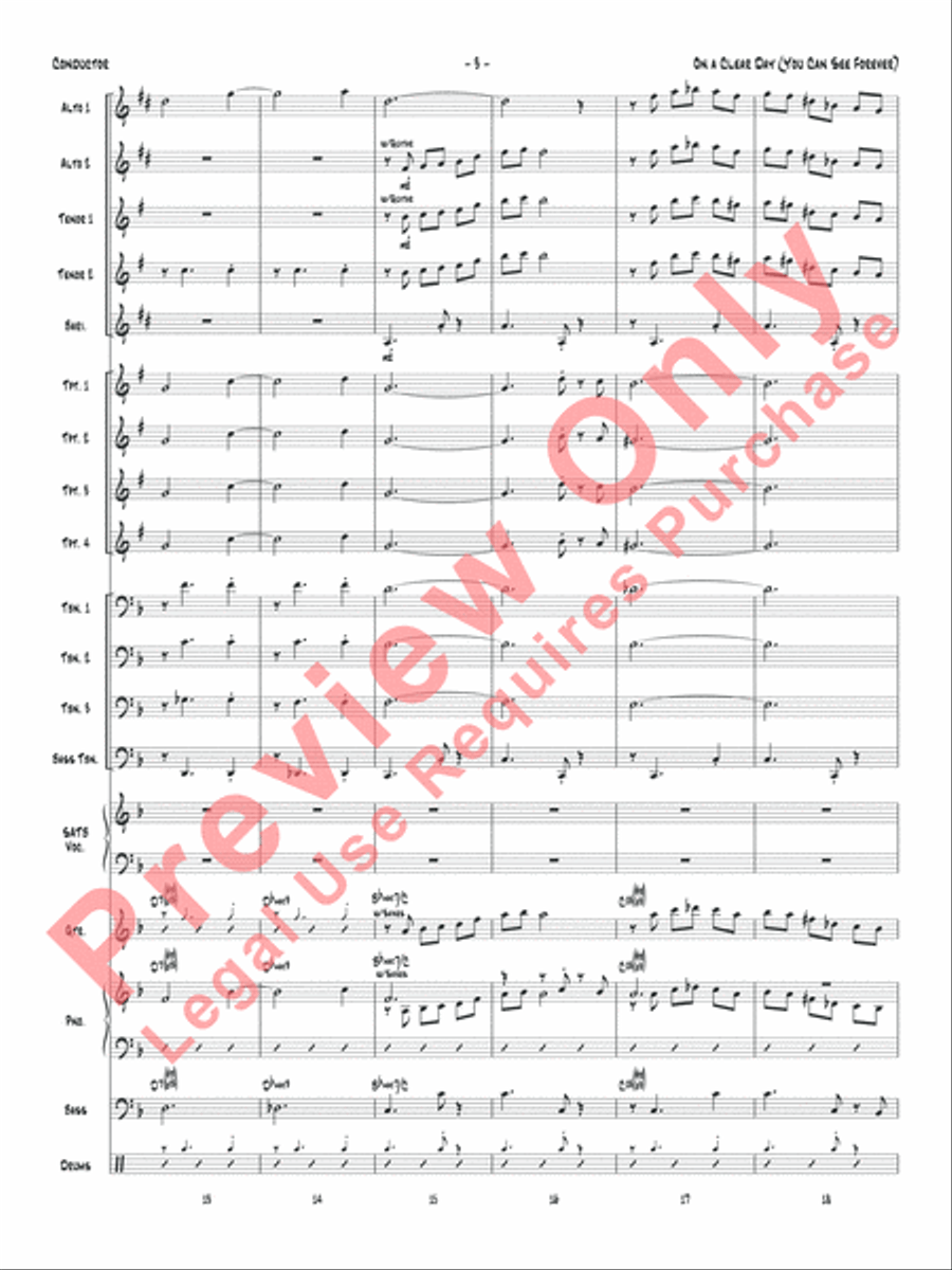 On a Clear Day (You Can See Forever) Jazz Ensemble scores gallery preview page 6