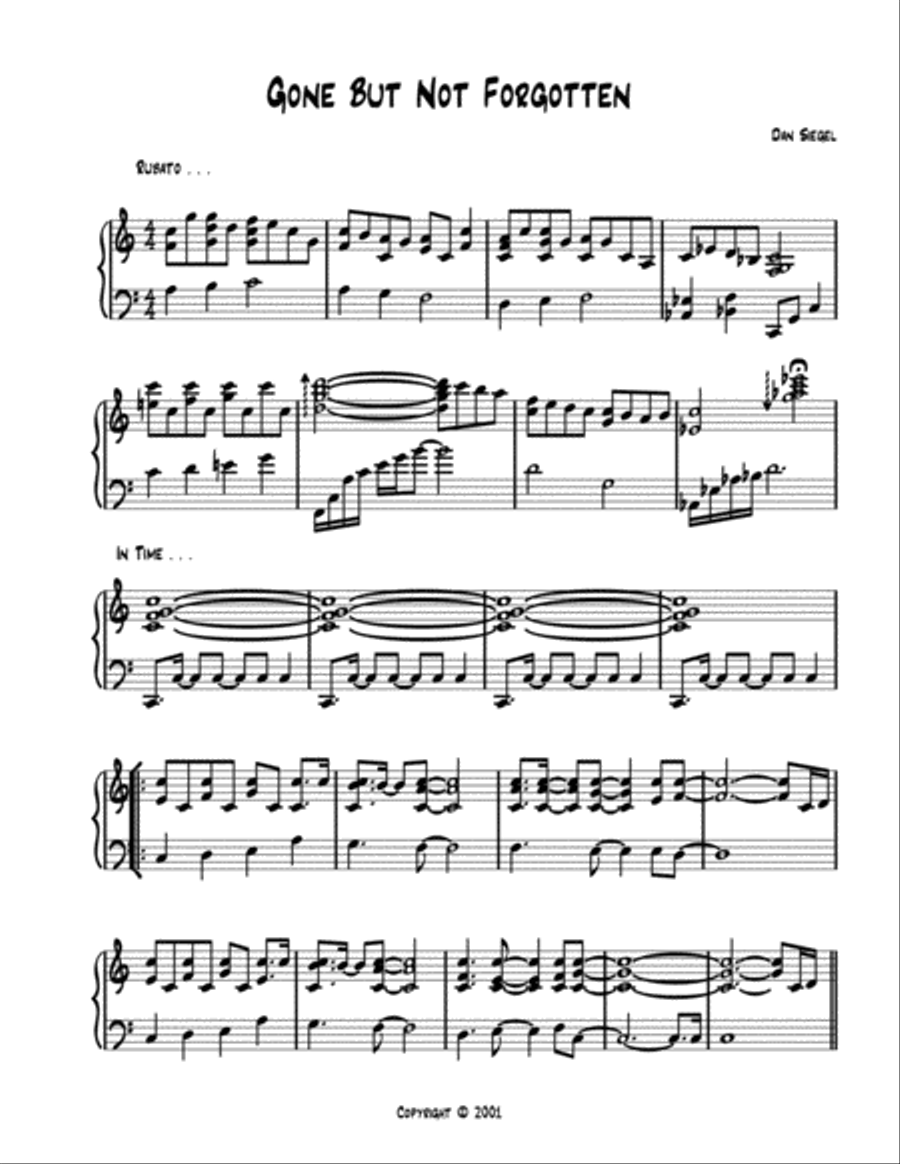 Gone But Not Forgotten Piano Solo scores gallery preview page 2