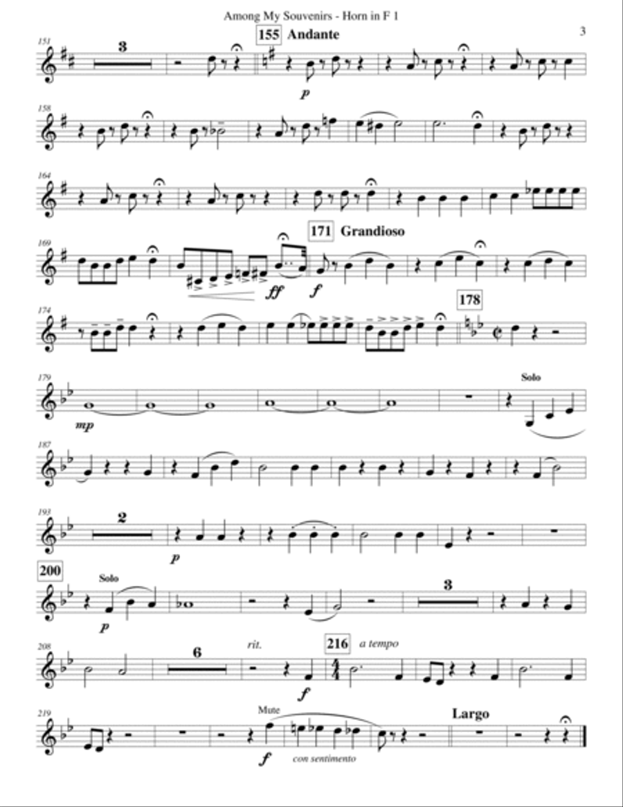 Among My Souvenirs (Humoresque) - #2 Brass & Percussion Parts Concert Band scores gallery preview page 3