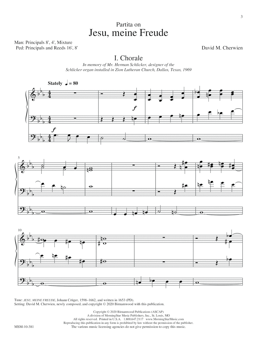 Partita on Jesu, meine Freude Organ scores gallery preview page 1