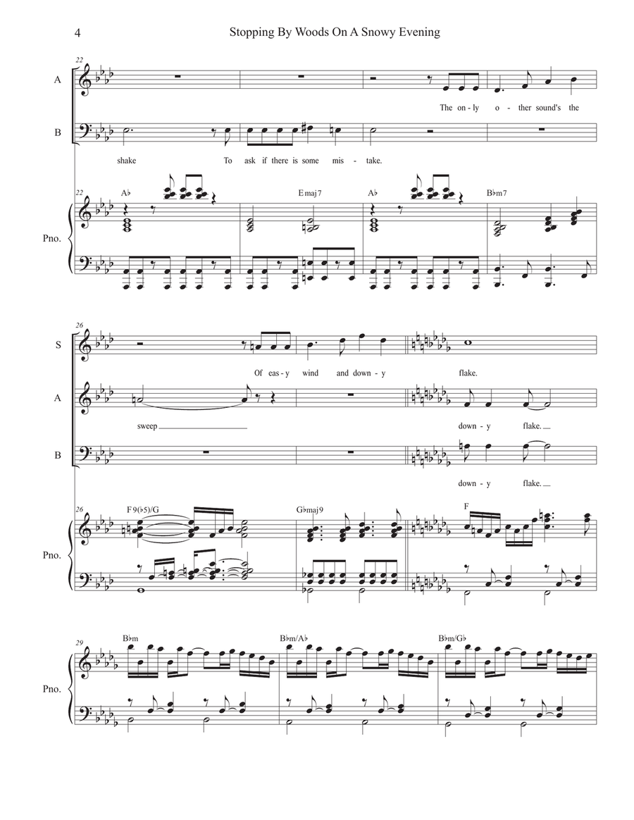 Stopping By Woods On A Snowy Evening (Vocal Trio - (SAB) 3-Part scores gallery preview page 4