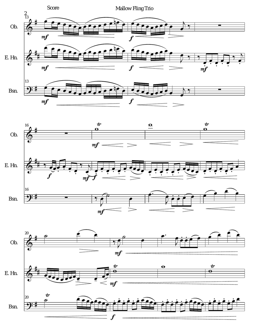 The Mallow Fling for double-reed trio (oboe, cor anglais, bassoon) The Mallow Fling for double-reed trio (oboe, cor anglais, bassoon) Woodwind Trio scores gallery preview page 2