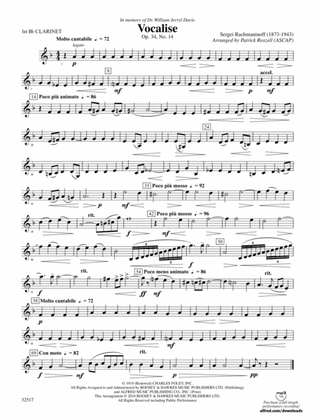 Vocalise, Op. 34, No. 14: 1st B-flat Clarinet