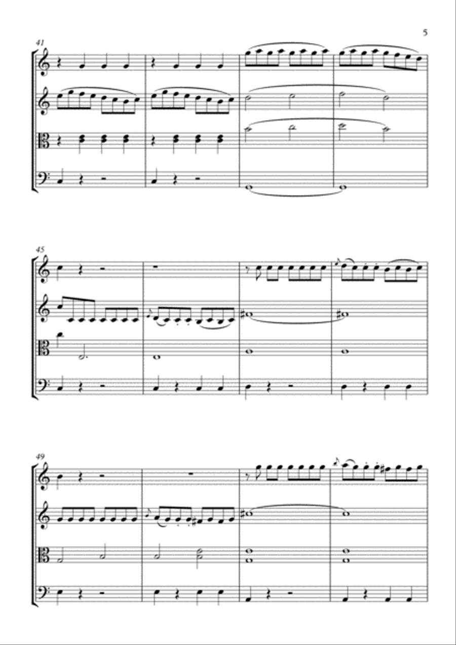 Cosi Fan Tutte - Overture for String Quartet String Quartet scores gallery preview page 5