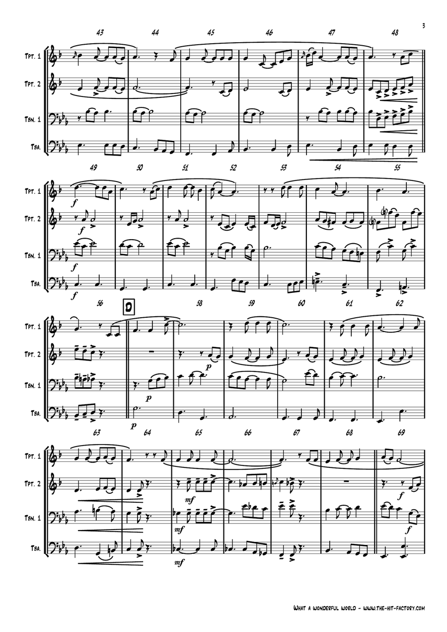 What A Wonderful World Brass Ensemble scores gallery preview page 3