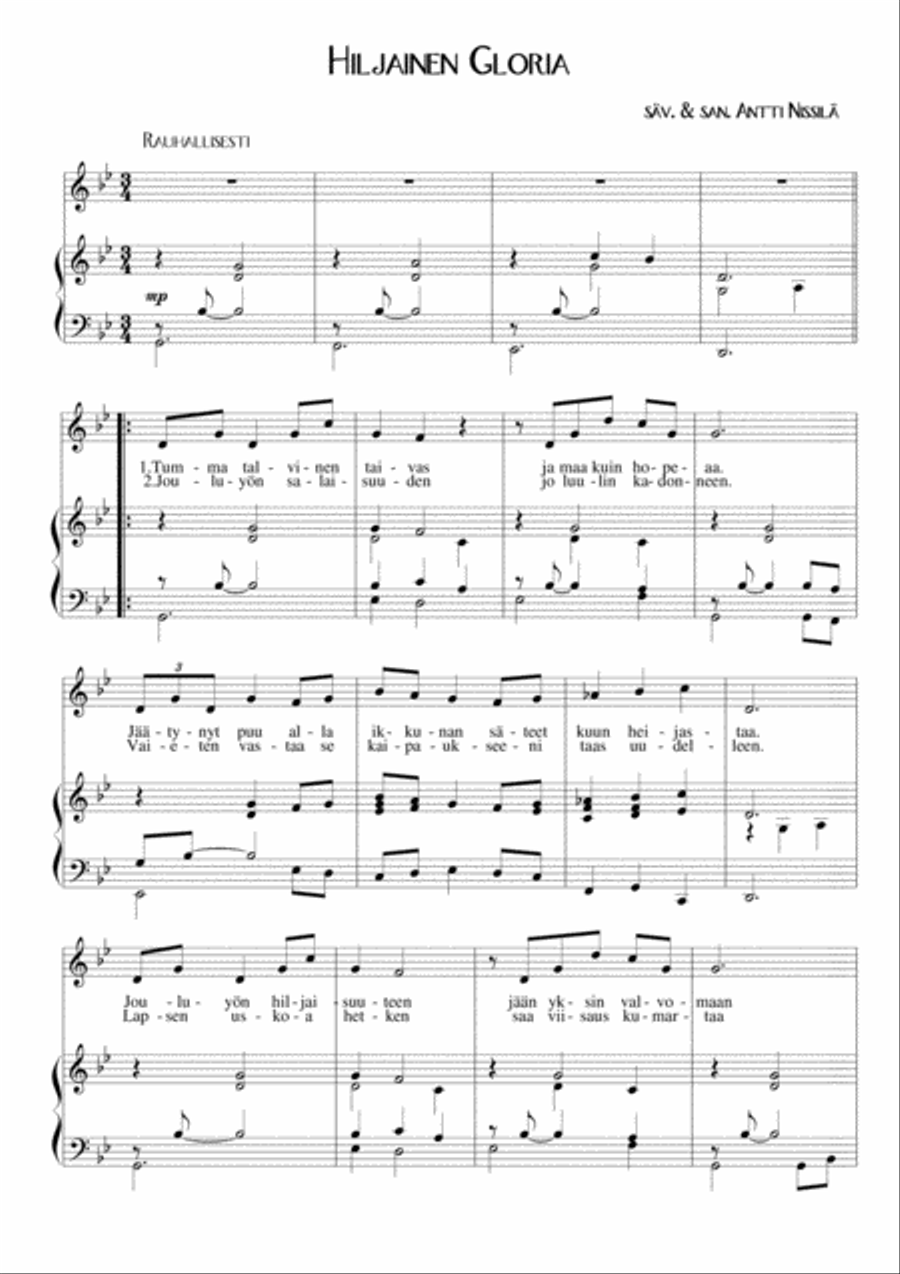 Hiljainen Gloria Voice scores gallery preview page 1