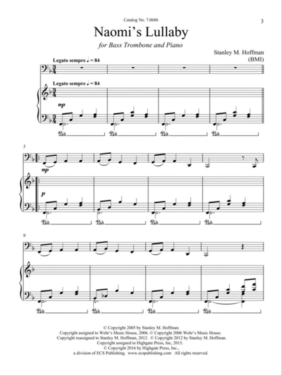 Naomi's Lullaby Naomi's Lullaby Bass Trombone scores gallery preview page 3