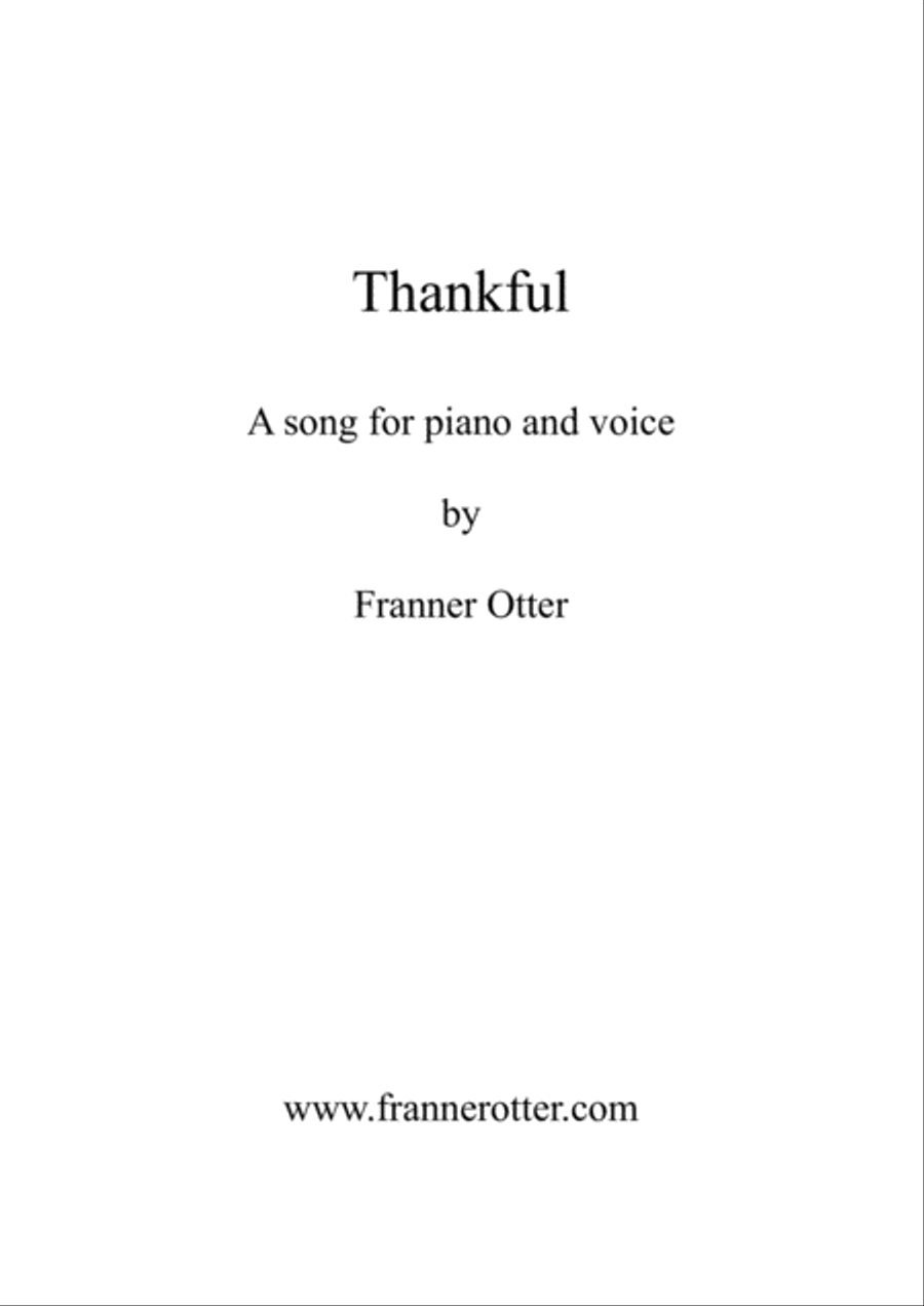 Thankful by Franner Otter - solo vocal and easy piano Voice scores gallery preview page 1