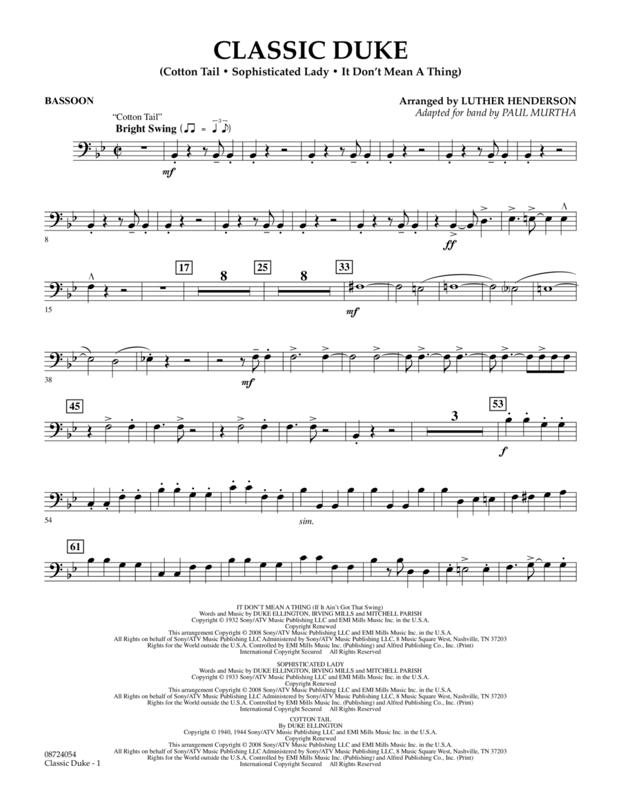 Classic Duke - Bassoon Classic Duke - Bassoon Concert Band scores gallery preview page 1