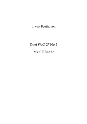Book cover for Beethoven: Wind Duet WoO 27 No.2 Mvt.III Rondo (original instrumentation- Clt. & Bsn.) - wind duet