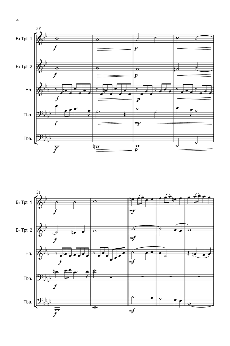 Panis Angelicus - brass quintet, featuring trombone solo Brass Quintet scores gallery preview page 6