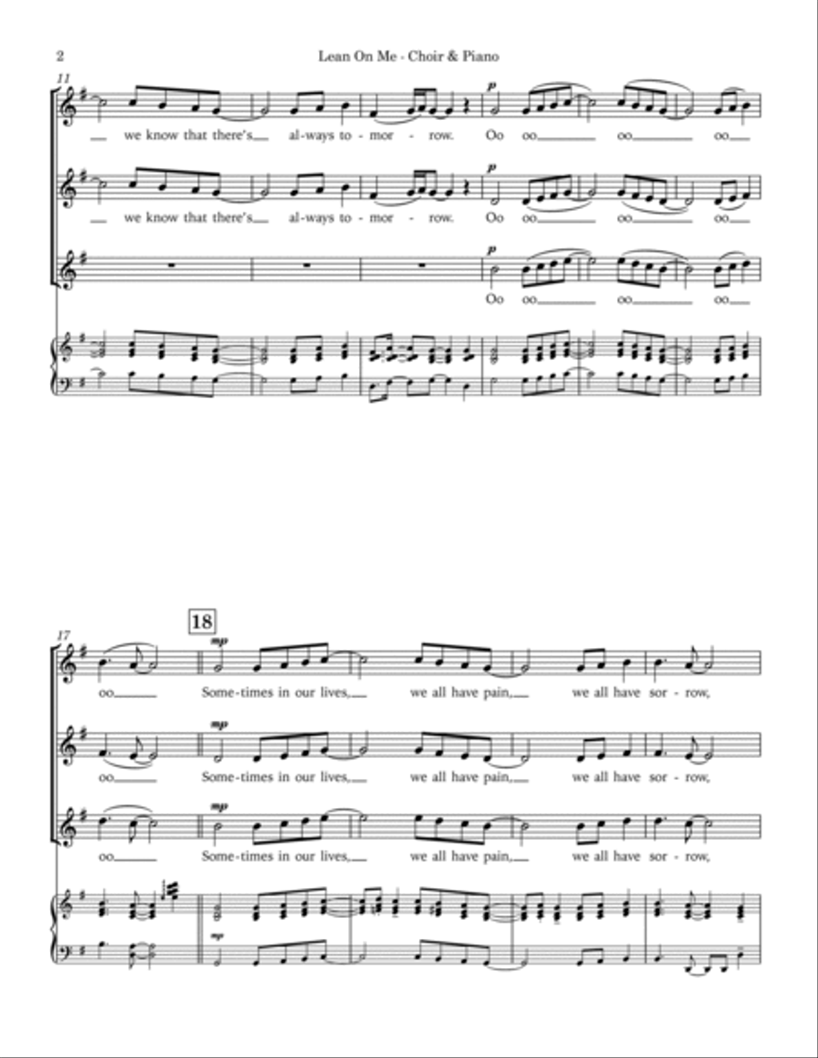 Lean On Me Lean On Me SSA scores gallery preview page 4