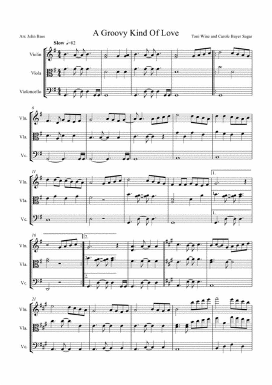 A Groovy Kind Of Love String Trio scores gallery preview page 1