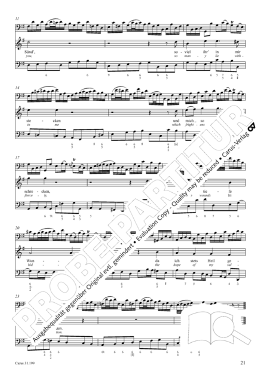 My heart is bathed in blood (Mein Herze schwimmt im Blut) Piccolo scores gallery preview page 22