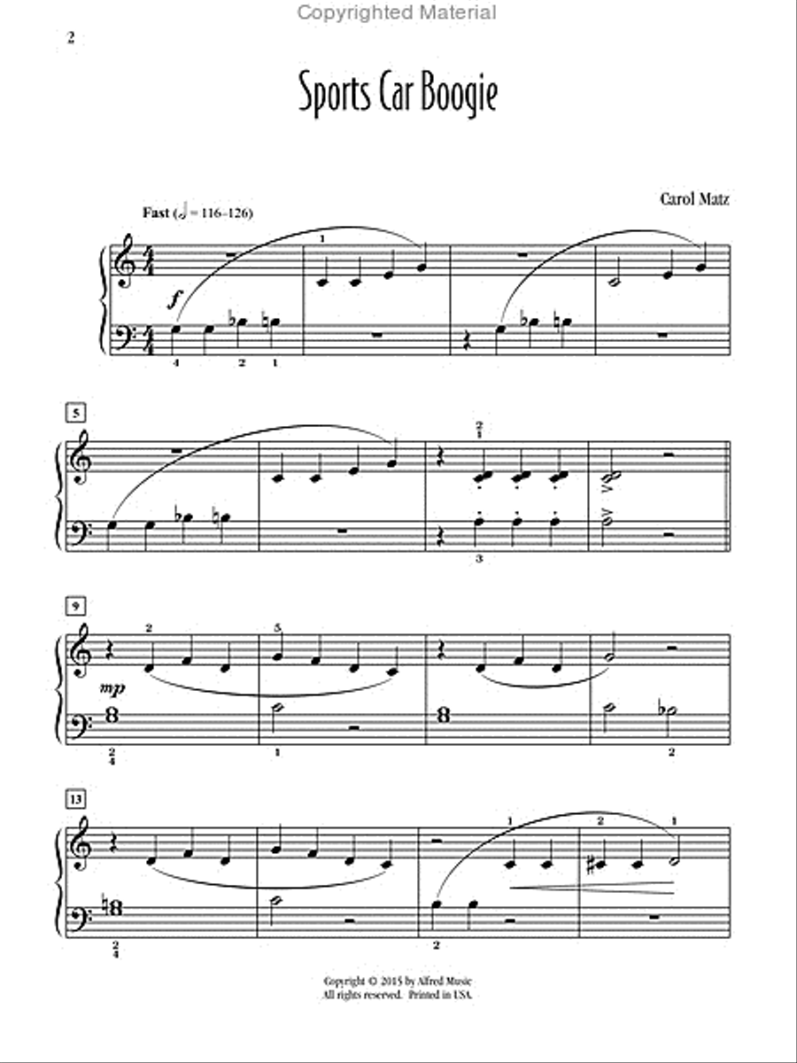 Sports Car Boogie Sports Car Boogie Easy Piano scores gallery preview page 2