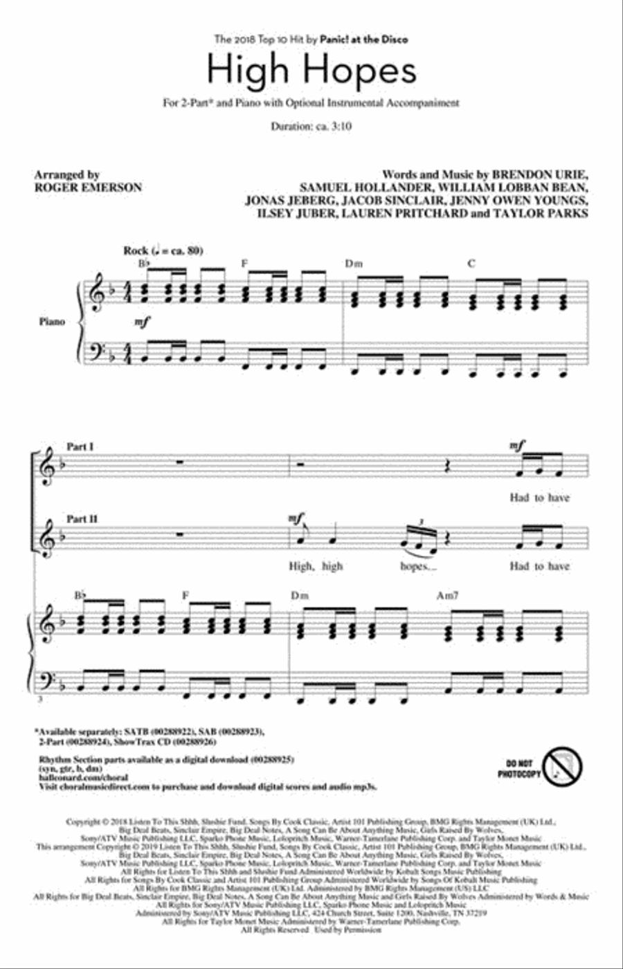 High Hopes 2-Part scores gallery preview page 2