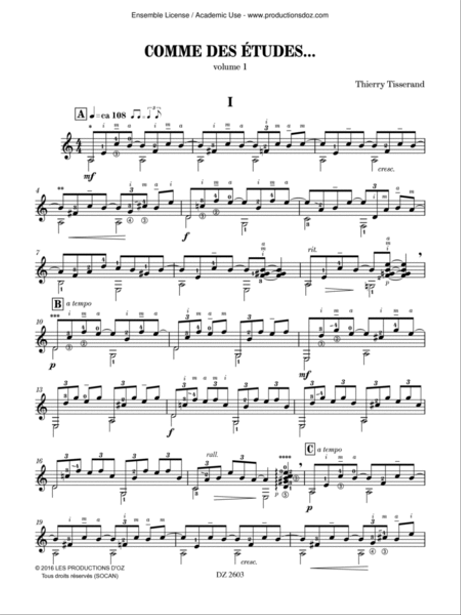 Comme des études..., vol. 1 Classical Guitar scores gallery preview page 4